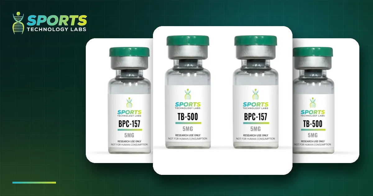 Sports Technology Labs Wolverine stack: BPC-157 and TB-500 vials